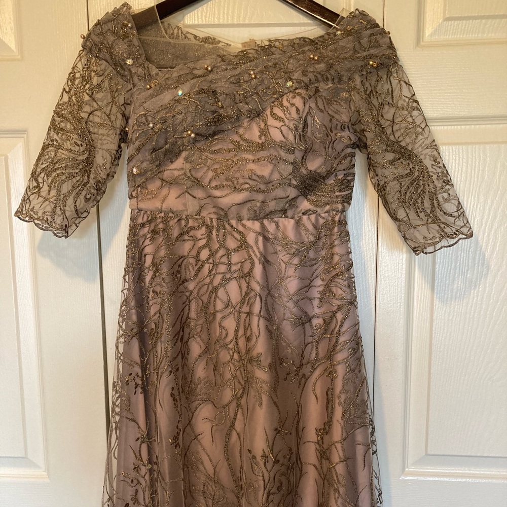 Kanwal Malik Moestaram Pakistani Indian Formal Wedding Dress Gold Brown Mocha - Picture 6 of 13
